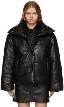 Nanushka | Black Hide Puffer Vegan Leather Jacket商品图片,9折, 独家减免邮费