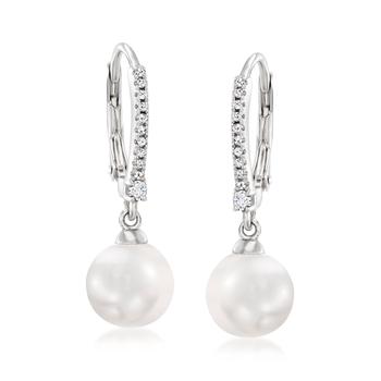 Ross-Simons | Ross-Simons 9-9.5mm Cultured Pearl and . Diamond Drop Earrings in Sterling Silver商品图片,7.5折