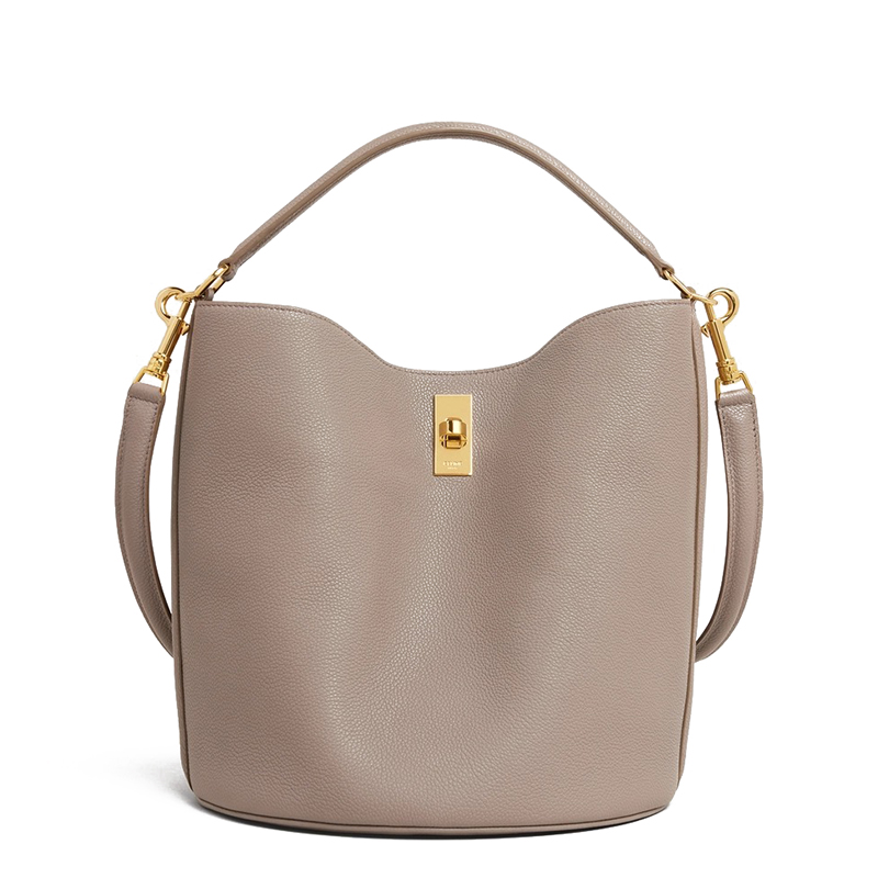 celine腋下包价格, Celine | CELINE/赛琳    SEAU 16系列 女士卵石色粒面小牛皮金色旋转扣单肩手提水桶包商品图片 额外9.5折, 包邮包税, 额外九五折