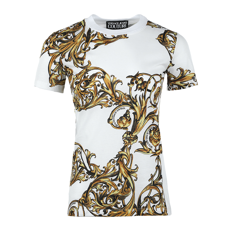 Versace | VERSACE JEANS 女白色短袖T恤 72HAH608-JS049-G03商品图片,独家减免邮费