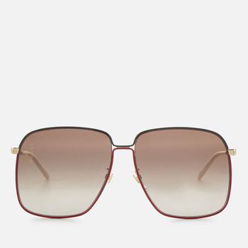 推荐Gucci Women's Oversized Metal Frame Sunglasses - Gold/Brown商品