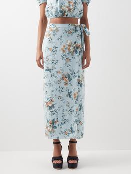 推荐Vacation Hermia floral-print linen wrap skirt商品