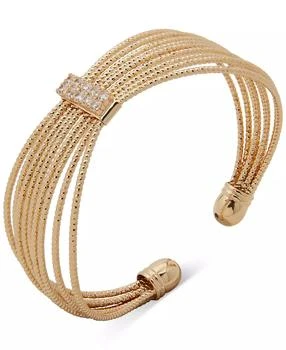 Anne Klein | Boxed Gold Tone Crystal Multirow Cuff Bracelet,商家Macy's,价格¥144