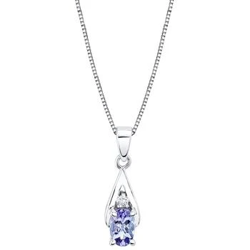 Macy's | Tanzanite (1/2 ct. t.w.) & Diamond Accent 18" Pendant Necklace in 14k White Gold,商家Macy's,价格¥1988