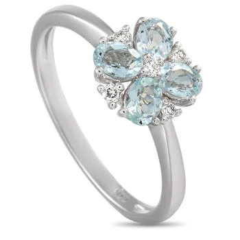 Non Branded | LB Exclusive 14K White Gold 0.08 ct Diamond and Aquamarine Ring,商家Premium Outlets,价格¥2965