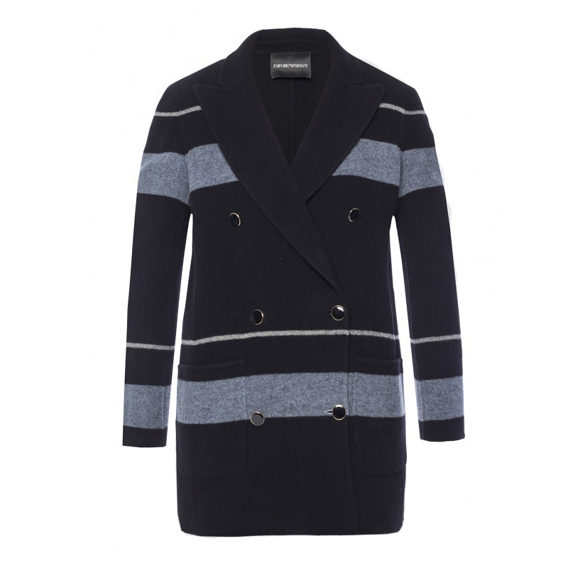 推荐EMPORIO ARMANI 女士条纹羊毛大衣 1NL37T-19939-099商品