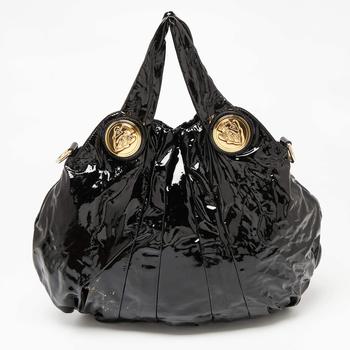 古驰托特包, [二手商品] Gucci | Gucci Black Patent Leather Large Hysteria Tote商品图片 7.8折, 满1件减$100, 满减