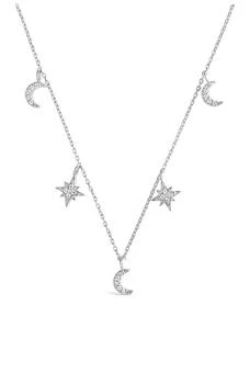 Sterling Forever | Cubic Zirconia Moon & Burst Charm Necklace 3.8折, 独家减免邮费