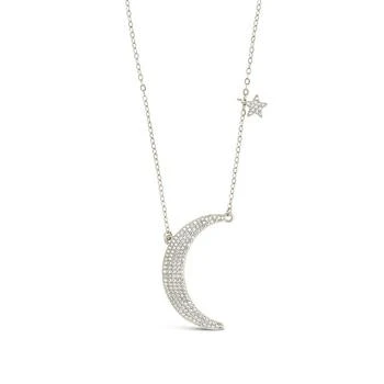 Sterling Forever | Cubic Zirconia Crescent Star Charm Necklace 