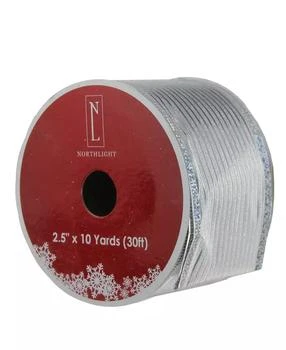 Northlight | Pack of 12 Shimmery Silver Horizontal Wired Christmas Craft Ribbon Spools - 2.5" x 120 Yards Total,商家Macy's,价格¥412