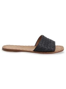 推荐Bottega Veneta Intreciatto Slip On Slides In Black Leather Sandals商品