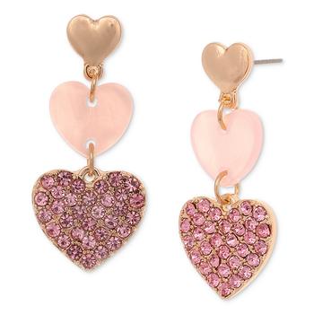 Charter Club | Gold-Tone Pavé & Stone Heart Triple Drop Earrings, Created for Macy's商品图片,5.1折, 独家减免邮费