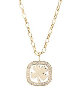 商品XL Clover 14K Gold & Diamond Open Icon Charm Necklace图片