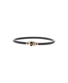 Alexander McQueen | Man's Black Rubber Bracelet With Metal Skull Pendant商品图片,8.3折