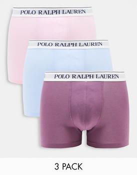 ralph lauren purple label, Ralph Lauren | Polo Ralph Lauren 3 pack trunks in purple/blue/pink with contrasting logo waistband商品图片 