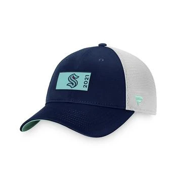推荐Men's Deep Sea Blue, White Seattle Kraken Authentic Pro Rink Trucker Snapback Hat商品