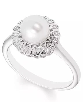 Macy's | Cultured Freshwater Pearl (7 mm) Diamond Accent Ring in Sterling Silver,商家Macy's,价格¥449