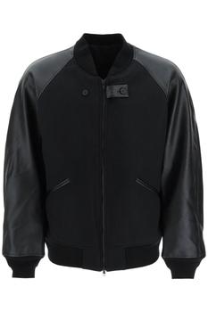 Y-3 | PADDED WOOL BLEND AND FAUX LEATHER BOMBER JACKET商品图片 额外6折, 额外六折