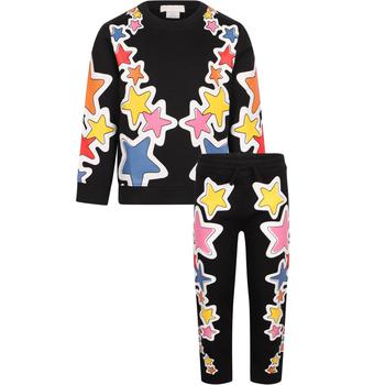 推荐Colorful cosmic stars print fleece organic tracksuit in black商品