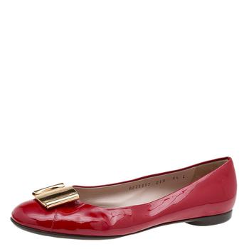 菲拉格慕芭蕾鞋, [二手商品] Salvatore Ferragamo | Salvatore Ferragamo Red Patent Leather Sun Ballet Flats Size 40商品图片 