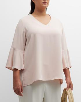 推荐Plus Size Bella Bell-Sleeve Crepe Tunic商品