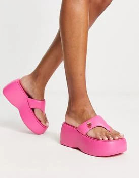 推荐Daisy Street Exclusive chunky sole flip flop sandals in pink商品