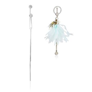 Burberry | Ladies Asymmetrical Ostrich Feather and Chain Drop Earrings商品图片,6.9折, 满$275减$25, 满减