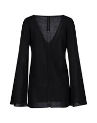 时尚PRIVATE WHITE V.C.男装, Rick Owens | RICK OWENS 女士黑色羊毛喇叭袖 V 领毛衣 RP01B46-16C-21商品图片 独家减免邮费