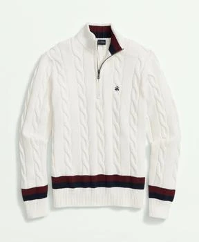 Brooks Brothers | Cable Knit Tennis Half-Zip Sweater in Supima® Cotton,商家Brooks Brothers,价格¥1334