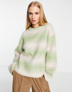 商品& Other Stories wool blend jumper in white and green stripe图片