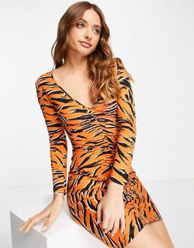 推荐French Connection thita tiger meadow jersey dress in orange商品