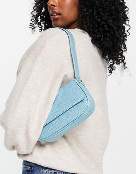 product ASOS DESIGN shoulder bag with flap in blue croc image