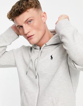 推荐Polo Ralph Lauren player logo zip up hoodie in grey商品