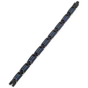 推荐Sutton Stainless Steel Black and Blue Link Bracelet商品