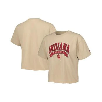 League Collegiate Wear | Women's Tan Indiana Hoosiers Banner Clothesline Cropped T-shirt,商家Macy's,价格¥258