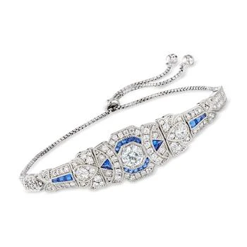 Ross-Simons | CZ and . Simulated Sapphire Bolo Bracelet in Sterling Silver,商家Premium Outlets,价格¥1137