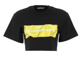 Alexander Wang | Alexander Wang Logo Printed Crewneck Cropped T-Shirt商品图片,7.6折