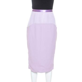 PRABAL GURUNG, [二手商品] PRABAL GURUNG | Prabal Gurung Lilac Crepe Mesh Detail Pencil Skirt M商品图片 3.1折