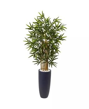 NEARLY NATURAL | 4' Bamboo Artificial Tree in Gray Cylinder Planter,商家Macy's,价格¥1301