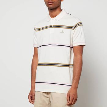 推荐GANT Men's Narrow Stripe Pique Rugger Polo Shirt - Chalk White商品