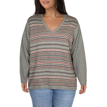 Tommy Hilfiger | Tommy Hilfiger Womens Plus Heathered Pattern Sweater商品图片,5折, 独家减免邮费
