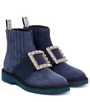 Roger Vivier | Viv’ Rangers Strass suede Chelsea boots商品图片,