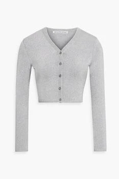 Alexander Wang | Cropped metallic stretch-knit cardigan,商家THE OUTNET US,价格¥1495