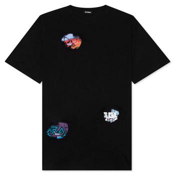 推荐Raf Simons Oversised T-Shirt With Printed Pocket Holes - Black商品