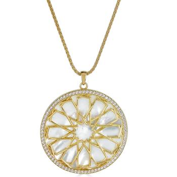 商品Mother-of-Pearl & Cubic Zirconia Flower Disc Pendant Necklace in 14k Gold-Plated Sterling Silver, 27" + 1" extender图片