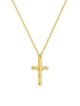 商品14K Yellow Gold & 0.04 TCW Diamond Cross Necklace图片