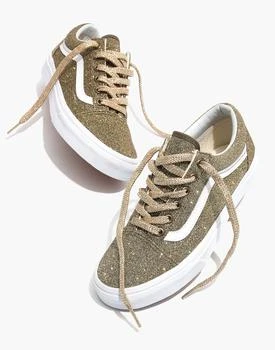 推荐Unisex Old Skool Lace-Up Sneakers in Gold Glitter商品