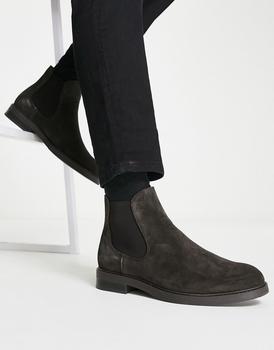 推荐Selected Homme suede chelsea boots in brown suede商品