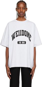 We11done | Gray Old School Campus T-Shirt商品图片,4.6折
