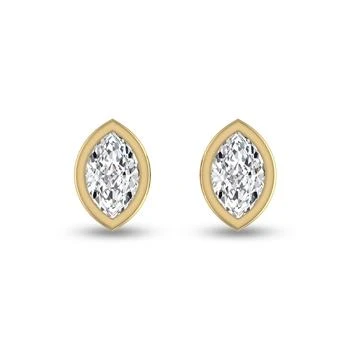 SSELECTS | Lab Grown 1/2 Carat Marquise Bezel Set Diamond Solitaire Earrings In 14k Yellow Gold,商家Premium Outlets,价格¥6977